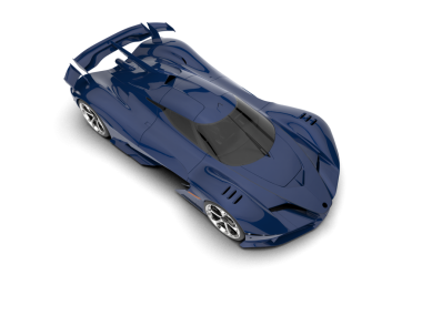 Süper mavi araba. 3 boyutlu illüstrasyon beyaz arkaplanda izole edildi.