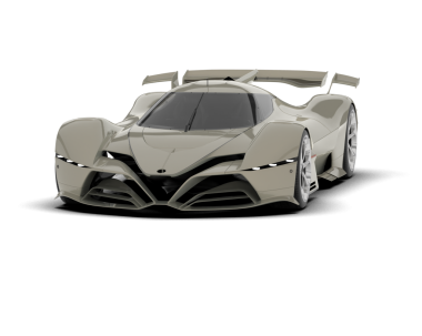 Beyaz arka planda modern beyaz süper araba. Arabanın 3 boyutlu görüntüsü ve araba için gri bir arka plan.