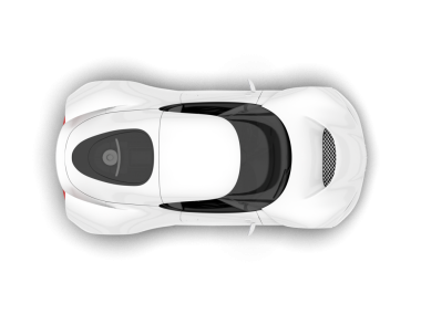 Siyah arkaplanda beyaz spor araba üst görünümü 3 boyutlu görüntüleme