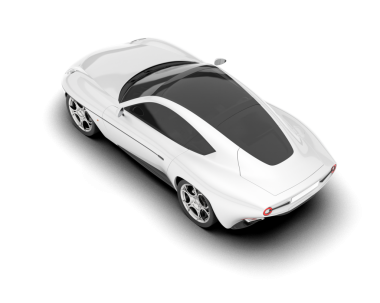 Beyaz arka planda izole edilmiş beyaz bir arabanın üç boyutlu resmi.