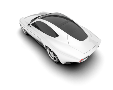 Beyaz arka planda bir araba. 3d oluşturma.
