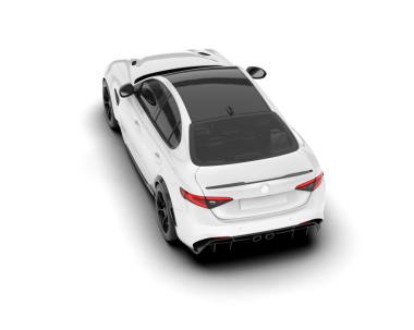 Beyaz araba arka planda izole edilmiş. 3D görüntüleme - illüstrasyon