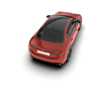 Kırmızı araba, beyaz arka planda izole edilmiş modern araba. Yan görünüş. ön görünüm