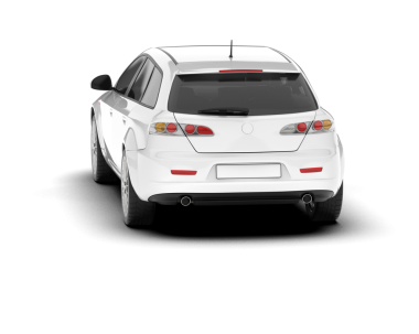 Beyaz arka planda bir araba. Yüksek çözünürlük 3d illüstrasyon