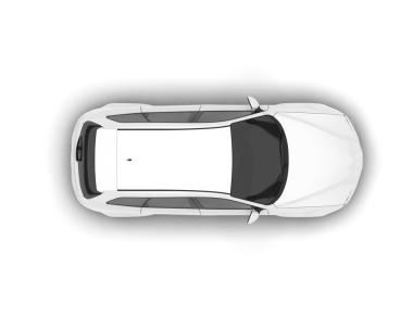 Beyaz arkaplanda izole edilmiş arabanın üst görünümü, 3 boyutlu illüstrasyon