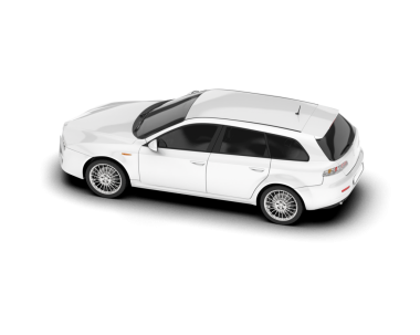 modern araba beyaz arkaplanda izole edilmiş 3 boyutlu görüntüleme