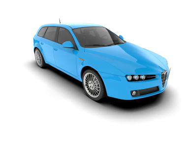 Mavi araba. Beyaz arka planda izole edilmiş. 3 boyutlu resimleme. yüksek kalite. 3d illüstrasyon.