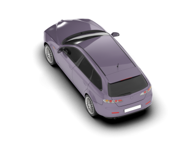 Beyaz arkaplanda bir arabanın 3 boyutlu resmi