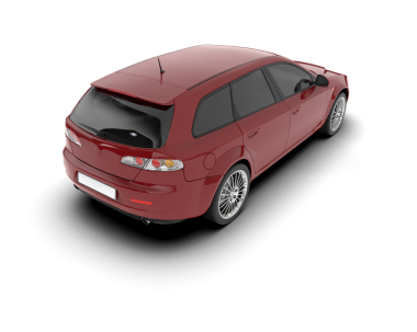 Kırmızı modern araba. Beyaz üzerine izole edilmiş. 3d illüstrasyon.