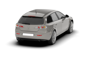 Stüdyo ortamında daha az markalı bir SUV 'un 3 boyutlu görüntüsü beyaz renkte izole edilmiş.