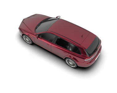 kırmızı araba beyaz arkaplanda izole edildi