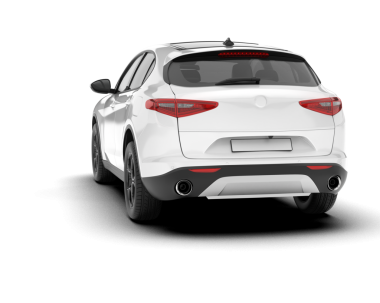 Modern araba arka planda izole edilmiş. 3D görüntüleme - illüstrasyon