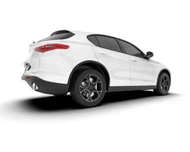 Beyaz araba modern araba ön manzara. Vektör. Dosya şeffaflık içeriyor. Düzenlemesi kolay.