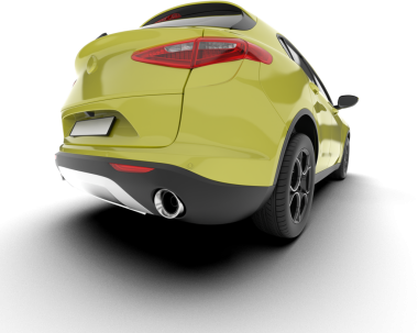 Beyaz arka planda modern bir araba. 3d oluşturma