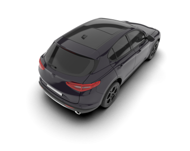 Siyah araba beyaz arka planda izole edildi. 3D görüntüleme - illüstrasyon