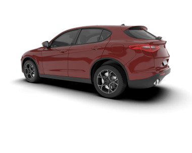 beyaz arkaplanda modern kırmızı SUv 3 boyutlu görüntüleme