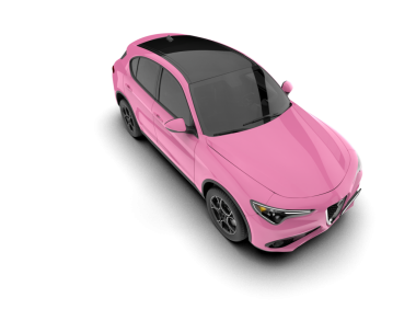 Beyaz arka planda izole edilmiş pembe spor araba.