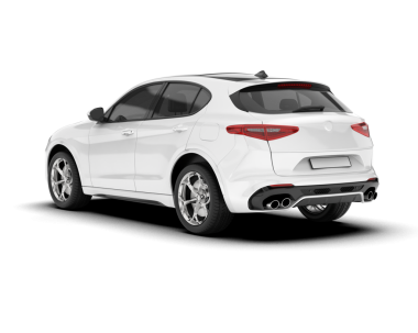 Beyaz arka planı boş, beyaz lüks bir araba. yüksek - kalite resimleme