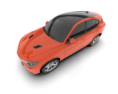 Beyaz zemin üzerinde kırmızı araba 3 d illüstrasyon