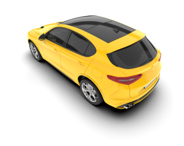 Beyaz arka planda modern bir araba. 3d oluşturma