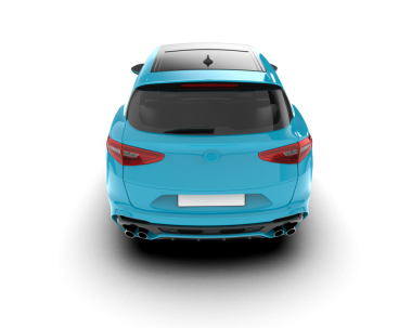 mavi modern araba beyaz zemin üzerinde izole edilmiş 3 boyutlu görüntüleme