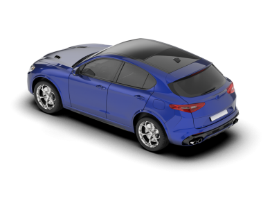 Beyaz arkaplanda mavi araba