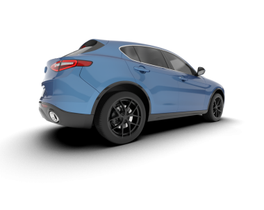 Beyaz arka planda modern bir araba. 3d oluşturma