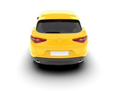 Beyaz arka planda izole edilmiş modern sarı şehir arabası. 3d oluşturma