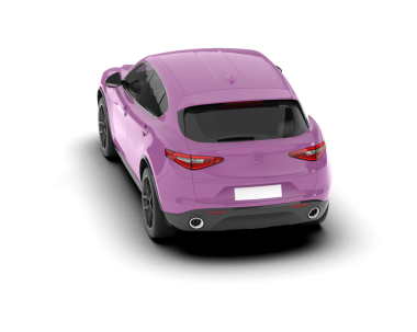 Pembe araba beyaz arkaplanda izole edilmiş.