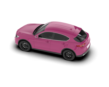 Pembe araba 3D görüntüleme beyaz arkaplanda izole edildi