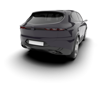 Beyaz arka planda modern bir araba. 3d oluşturma