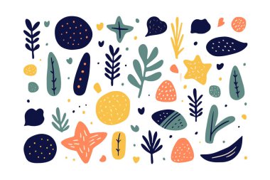 Renkli organik elementlerin soyut el çizimi koleksiyonu vect