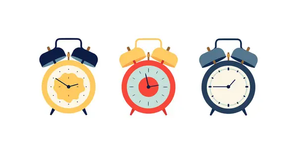 Conjunto Relógios Alarme Coloridos Ilustração Vetorial Gráficos Vetores