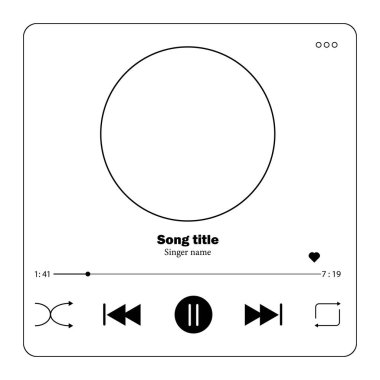 Çember Kontrol Paneli simgesi. Kulaklık ya da video, ses kaydı. Oyuncu resimleri görüntüler, düğmeli karalama paneli satırları, ilerleme çubuğu, ses.