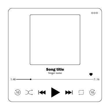 Kulaklık ya da video kontrol paneli ikonu, sesleri kaydeder. Resim gösterici, düğmeli Doodle çubuğu satırları, satır ilerlemesi, ses.