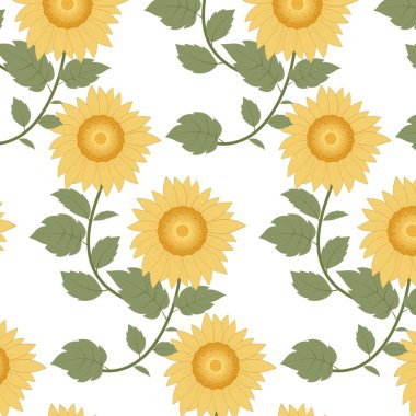Güzel ayçiçeğinin kusursuz deseni. Modern çiçek deseni, eski çiçek arkaplanı, tasarım duvar kağıdı deseni, hediye paketi kağıdı ve moda baskıları.