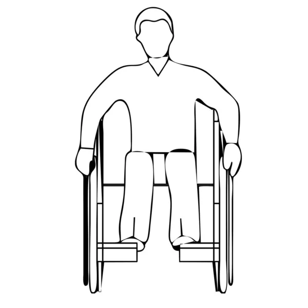 Mężczyzna Wózku Inwalidzkim Osoba Niepełnosprawna Osoba Niepełnosprawna Symbol Wektor — Wektor stockowy