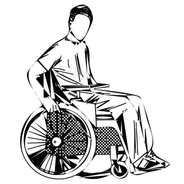 Άντρας Αναπηρική Καρέκλα Άτομο Αναπηρίες Αναπηρία Σύμβολο Διάνυσμα — Διανυσματικό Αρχείο