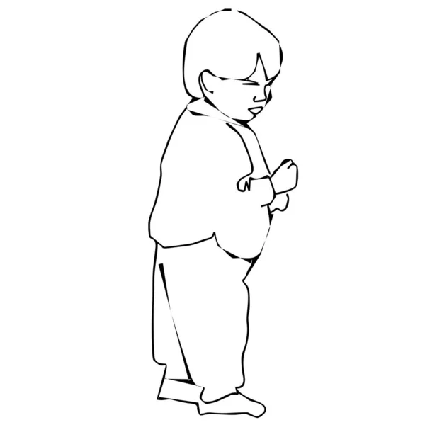 Petit Enfant Image Graphique Noir Blanc Vecteur — Image vectorielle