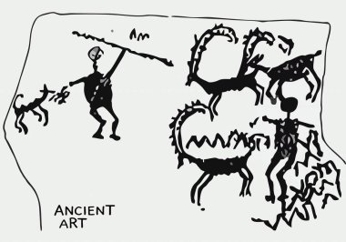 İlkel insanların çizimleri. Arkeoloji. Kaya resmi