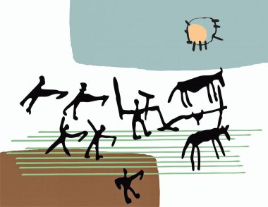 İlkel insanların çizimleri. Arkeoloji. Kaya resmi