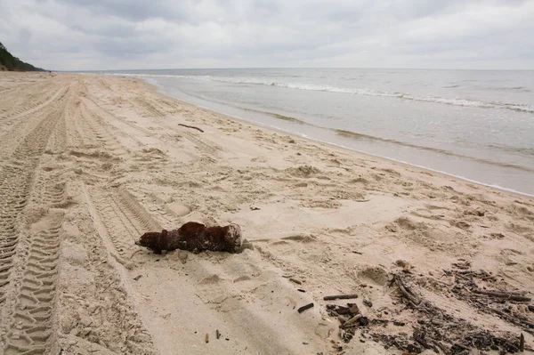 Ошибка Балтийском Пляже Обнаруженная После Шторма Недалеко Кэти Рыбаки Гданьска — стоковое фото
