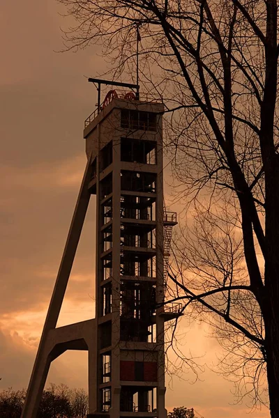 Eixo Mineiro Torre Elevação Mina Carvão Fechada Presidente Chorzow Polônia — Fotografia de Stock