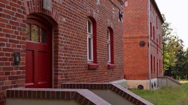 Tarihi kırmızı tuğla binalar, Yukarı Silezya, Bytom, Kolonia Zgorzelec, Polonya.