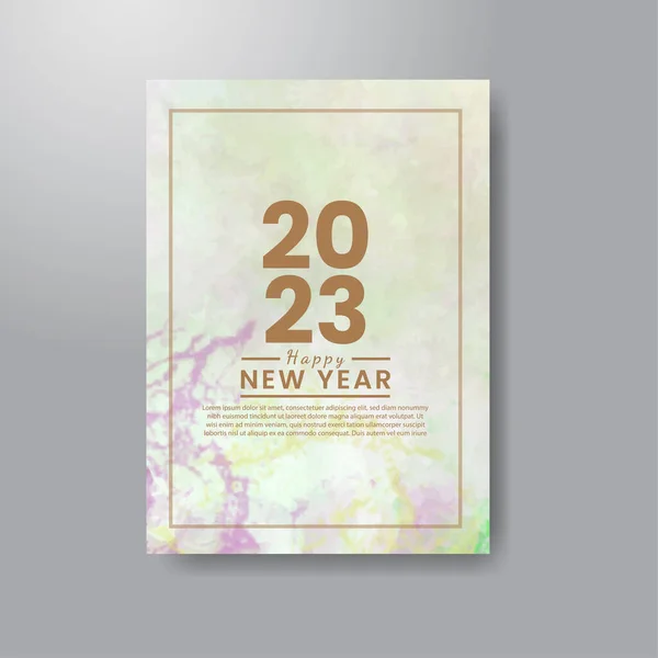 喜庆新年2023横幅或卡片模板与水彩背景 — 图库矢量图片