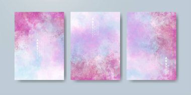 Parlak renkli vektör suluboya arka planı olan kartlar. Randevunuz, kartpostalınız, afişiniz için tasarım.