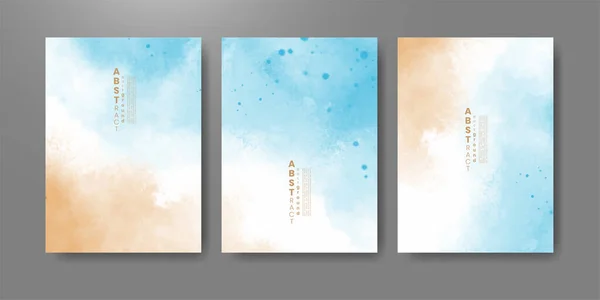 鮮やかなカラフルなベクトル水彩の背景を持つカードのセット はがき バナーのデザイン — ストックベクタ