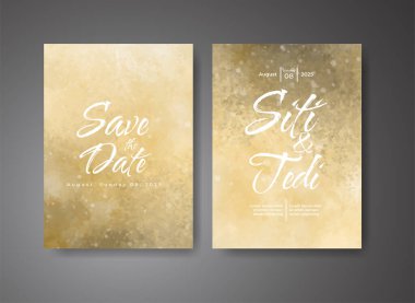 Soyut suluboya arkaplan içeren düğün davetiyesi