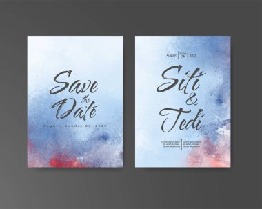 Soyut suluboya arkaplan içeren düğün davetiyesi