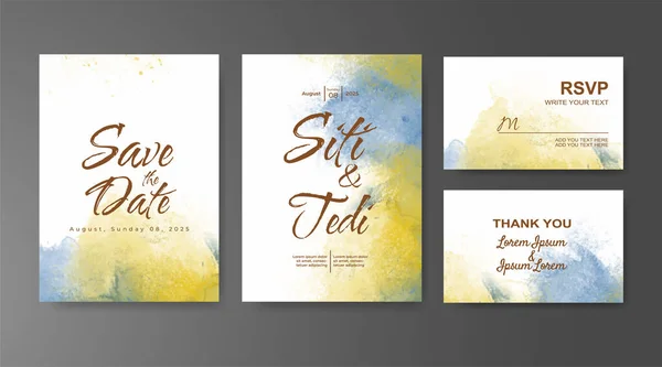 Soyut suluboya arkaplan içeren düğün davetiyesi